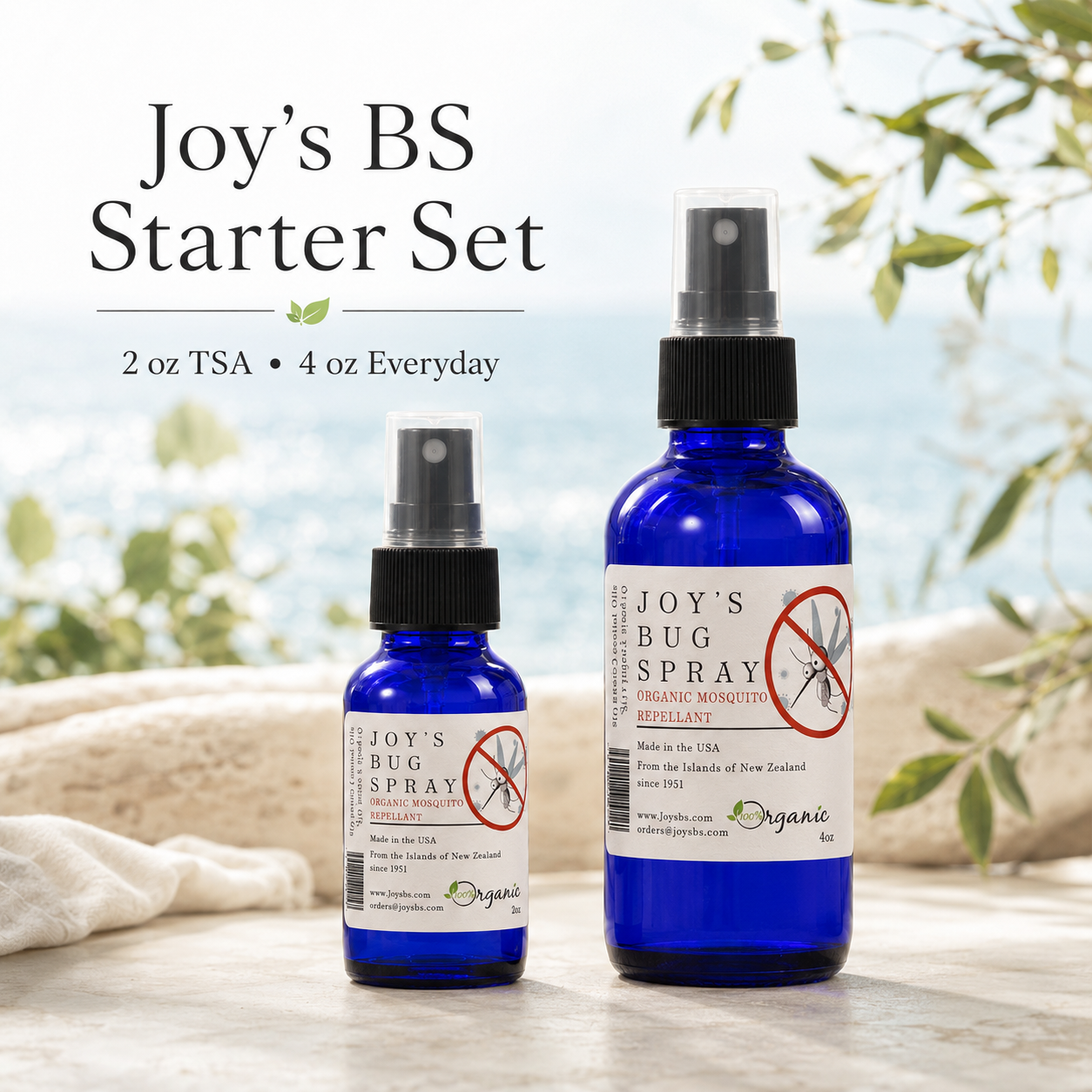 Joy's BS Starter Set — 2 oz and 4 oz glass bottles